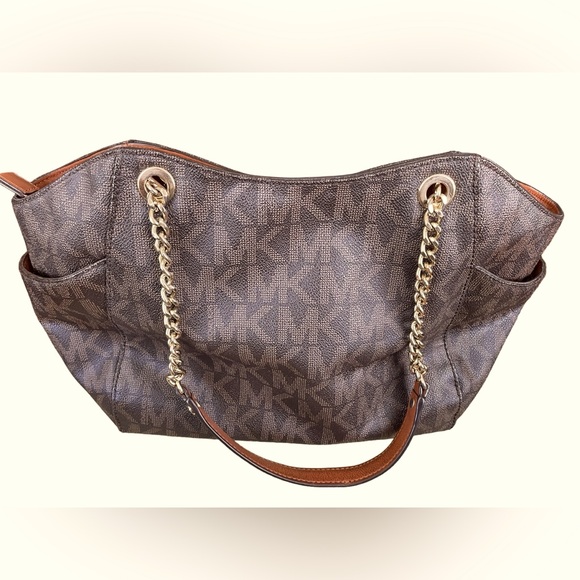 Michael Kors Jet Set Travel Leather & PVC Logo Shoulder Tote - Picture 3 of 9